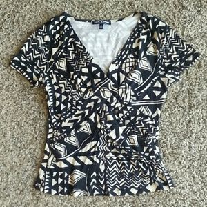 SALE: Cable & Gauge | Black and Tan Patterned Top